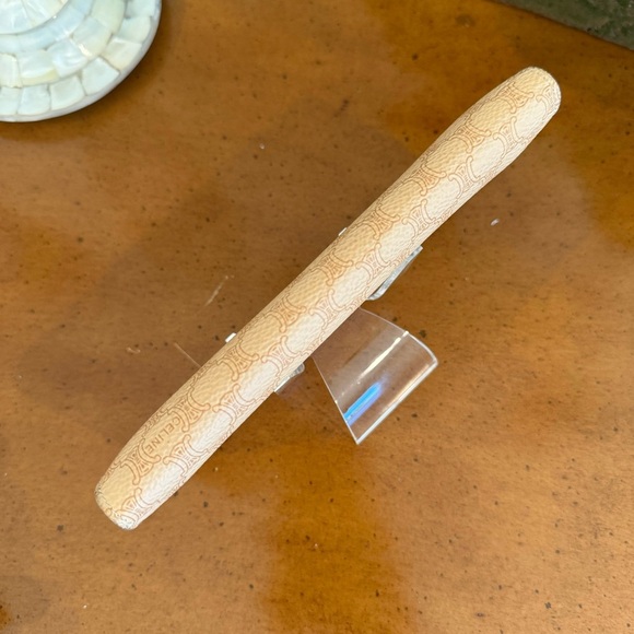 CELINE Long Wallet Macadam Pattern Leather Brown Clasp Purse Beige - Picture 4 of 11